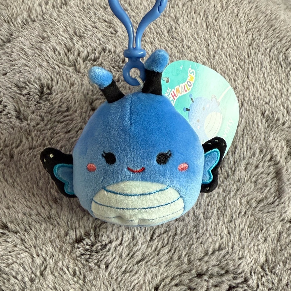 Waverly Blue Butterfly Squishmallow Clip 3.5” NWT